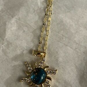 Gold and Blue Sun Pendant Necklace